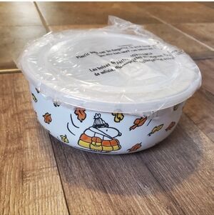 Peanuts Snoopy in Candy Corn Puffer Jacket Ceramic Container with Lid